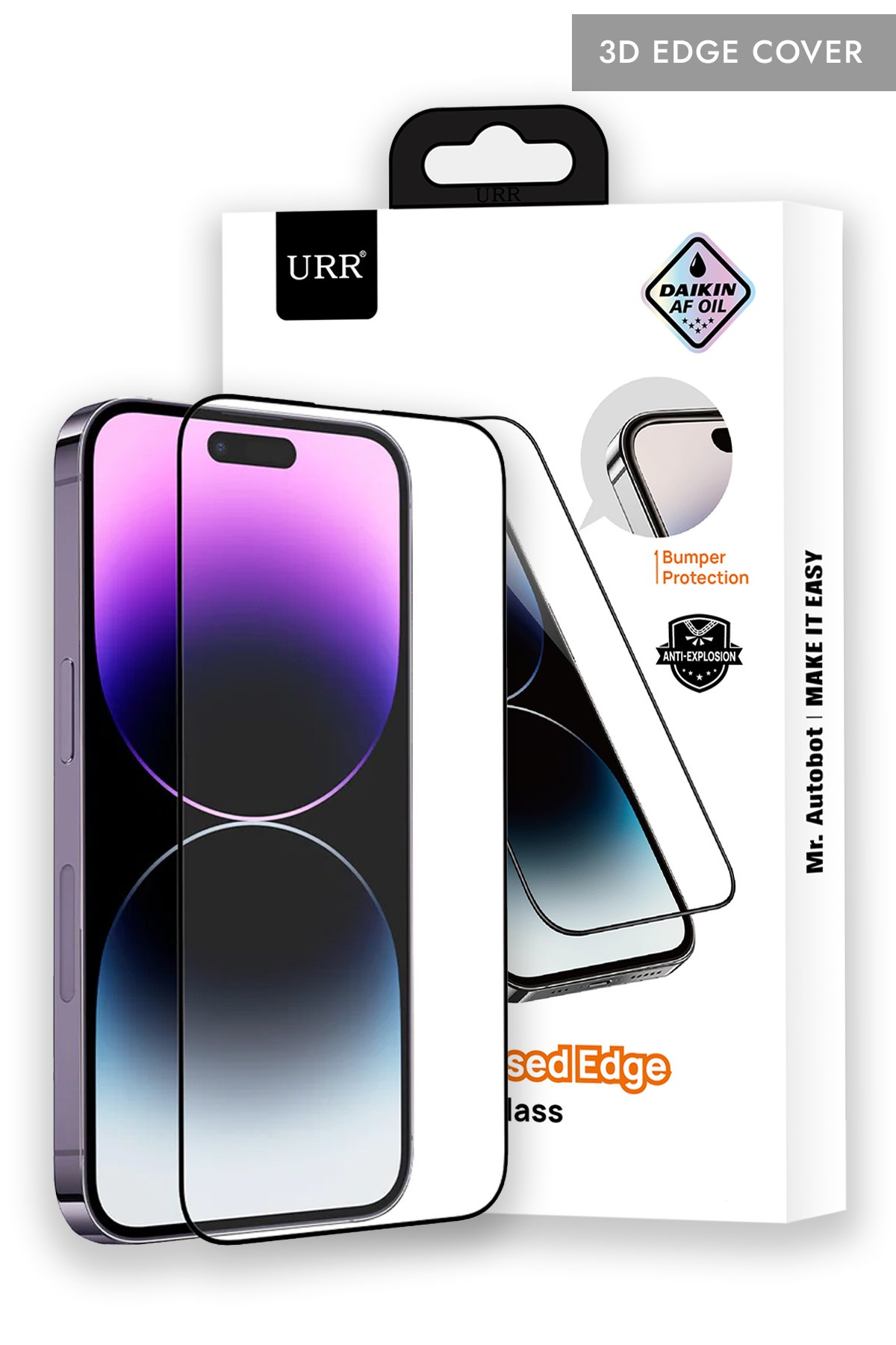 URR iPhone 14 Pro 3D PVD Dioxide Kamera Lens Koruyucu - Derin Mor