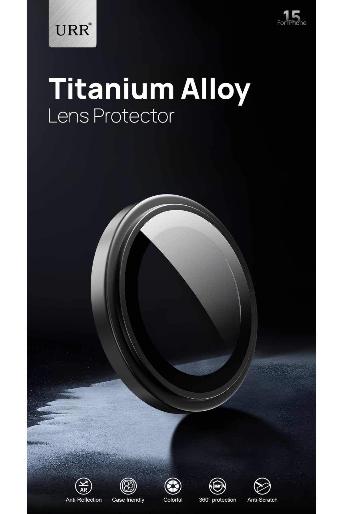 URR iPhone 15 Pro Max Sapphire PVDSS Kamera Lens Koruyucu - Gümüş