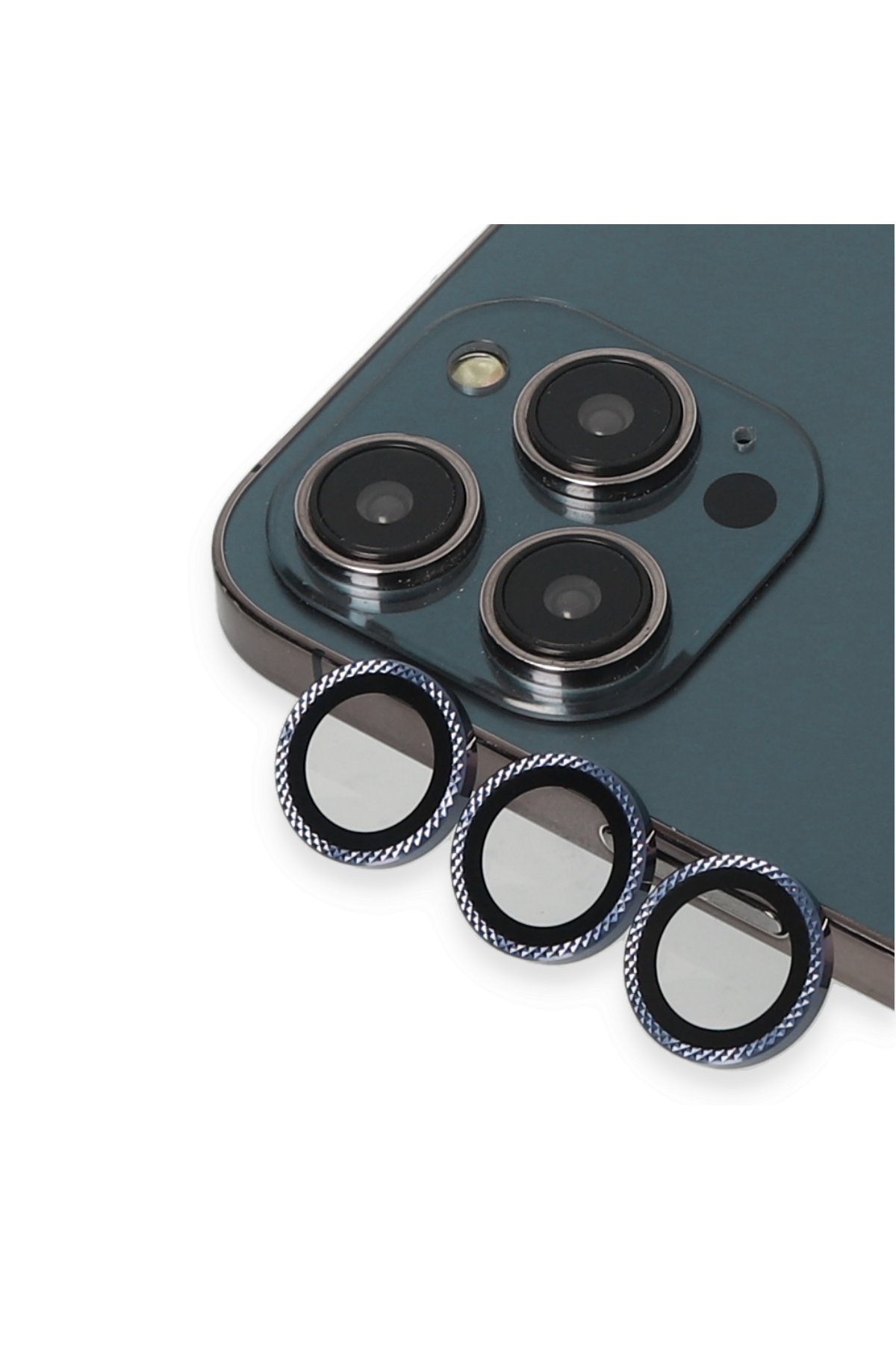 URR iPhone 15 Pro 3D PVD Dioxide Kamera Lens Koruyucu - Gümüş