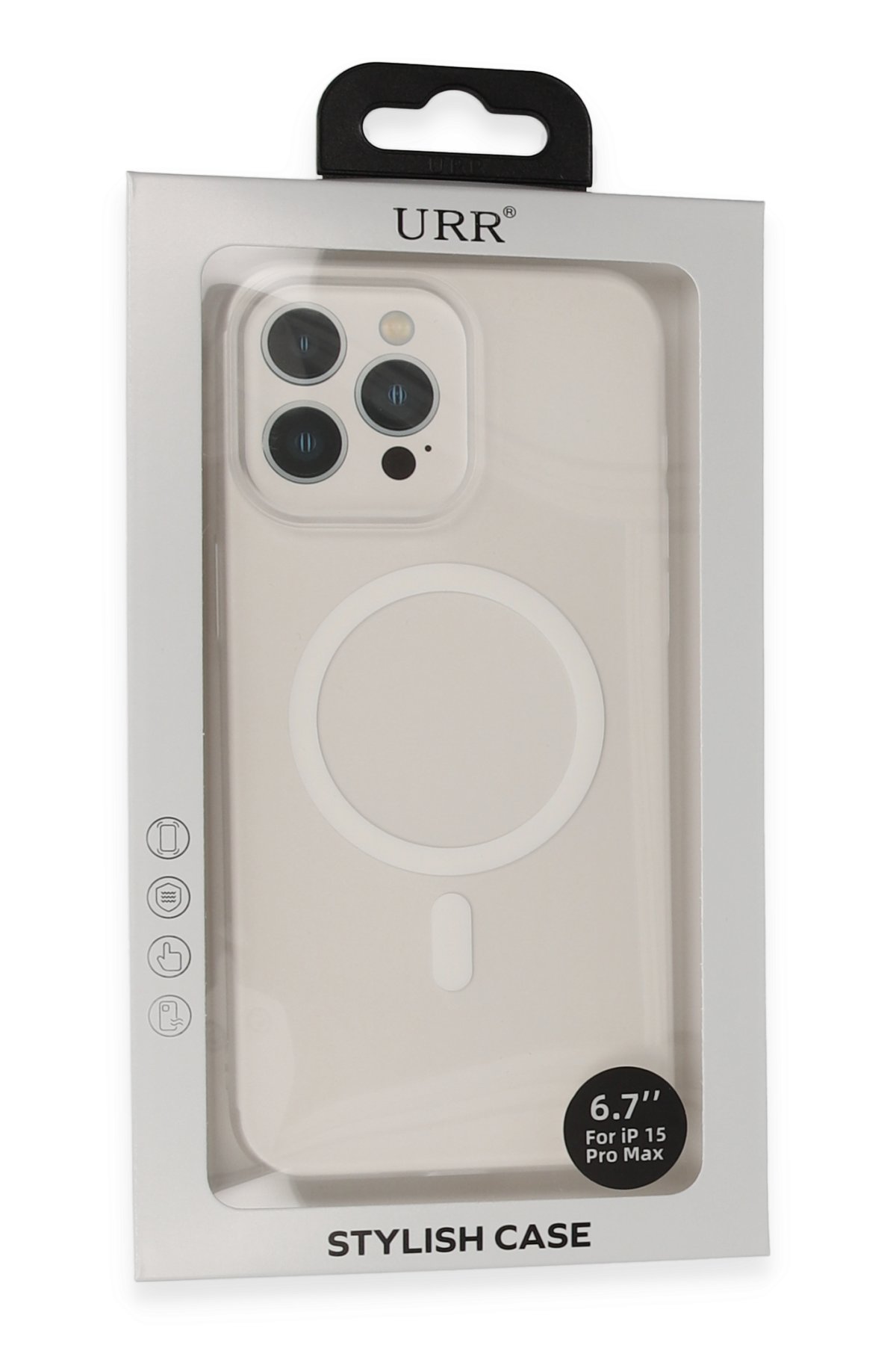 URR iPhone 15 Pro 2.5D Antistatik Silkscreen Cam Ekran Koruyucu - Siyah