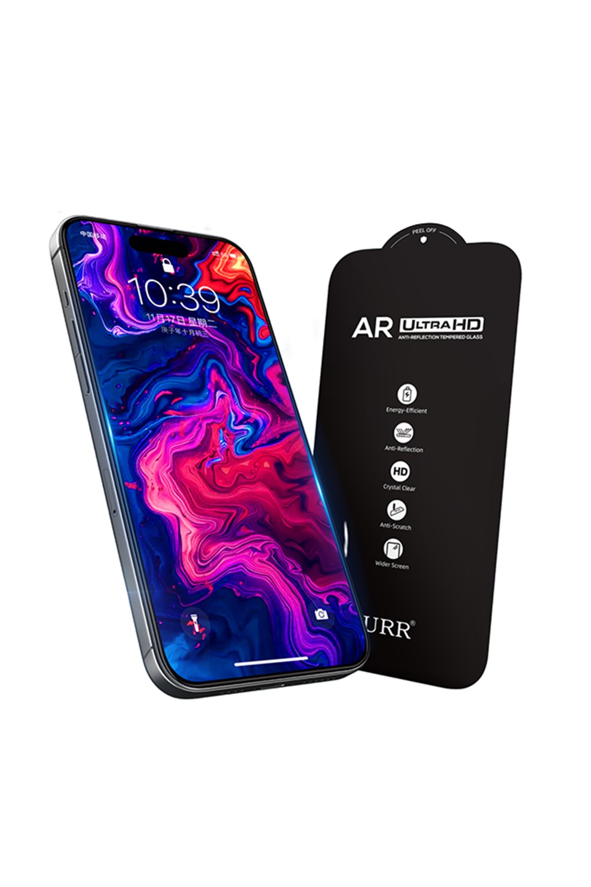 URR iPhone 16 Pro Max 2.5D Antidust HD Cam Ekran Koruyucu - Siyah