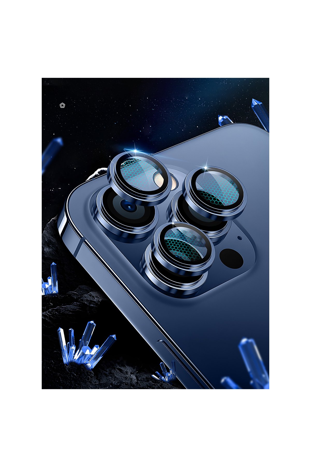 URR iPhone 16 Pro Sapphire PVDSS Kamera Lens Koruyucu - Siyah