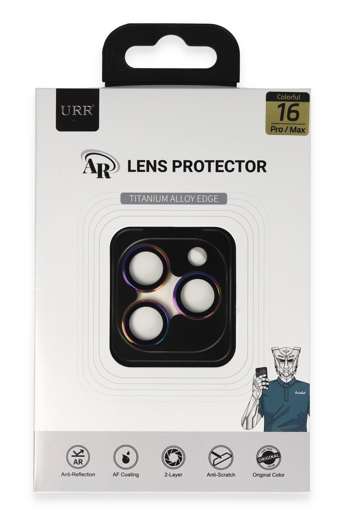 URR iPhone 16 Pro 3D Anti Reflection AR Ultra HD Cam Ekran Koruyucu - Siyah