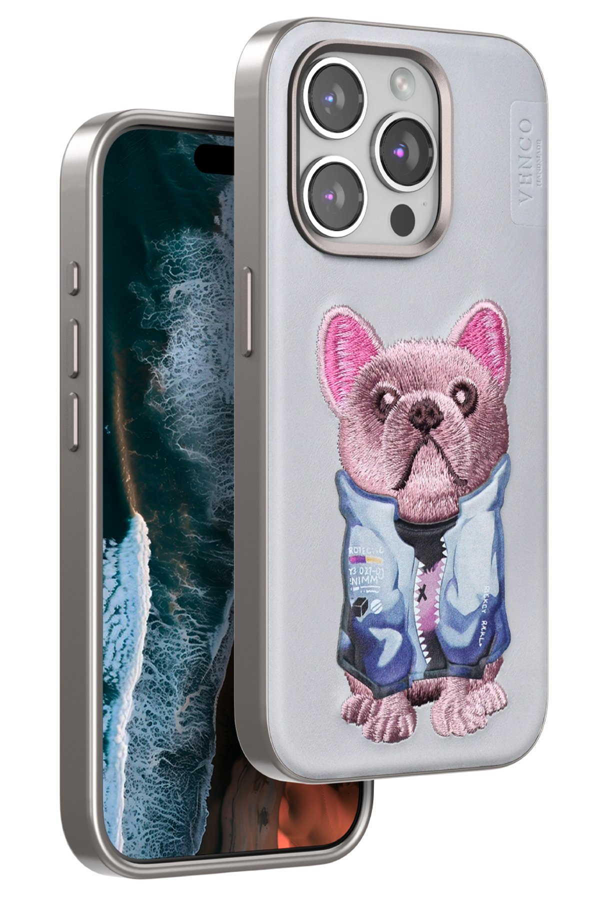 Venco iPhone 14 Pro Max Perma Desenli Kapak - Kahverengi