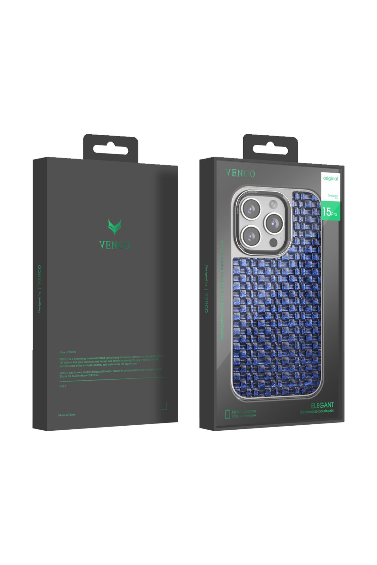 Venco iPhone 15 Pro Perma Desenli Kapak - Koyu Kahve