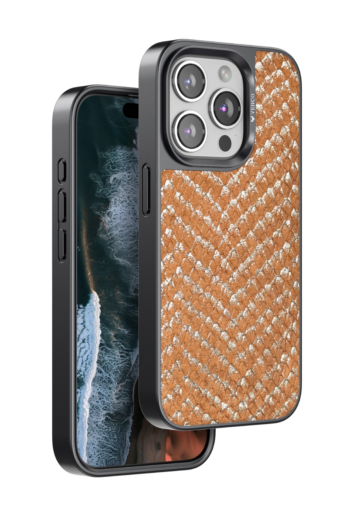 Venco iPhone 15 Pro Max Perma Desenli Kapak - Siyah