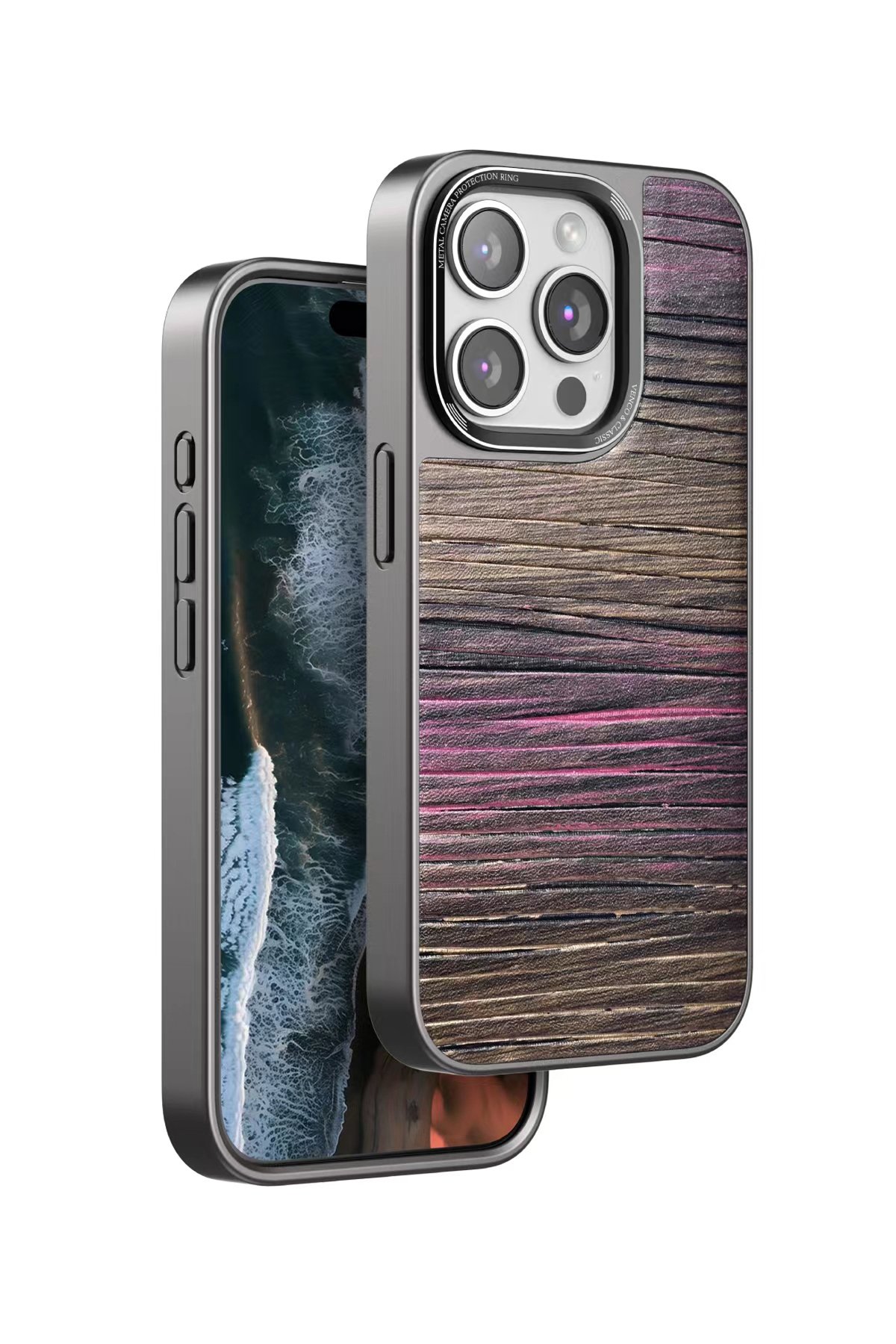 Venco iPhone 15 Pro Max Perma Desenli Kapak - Kahverengi