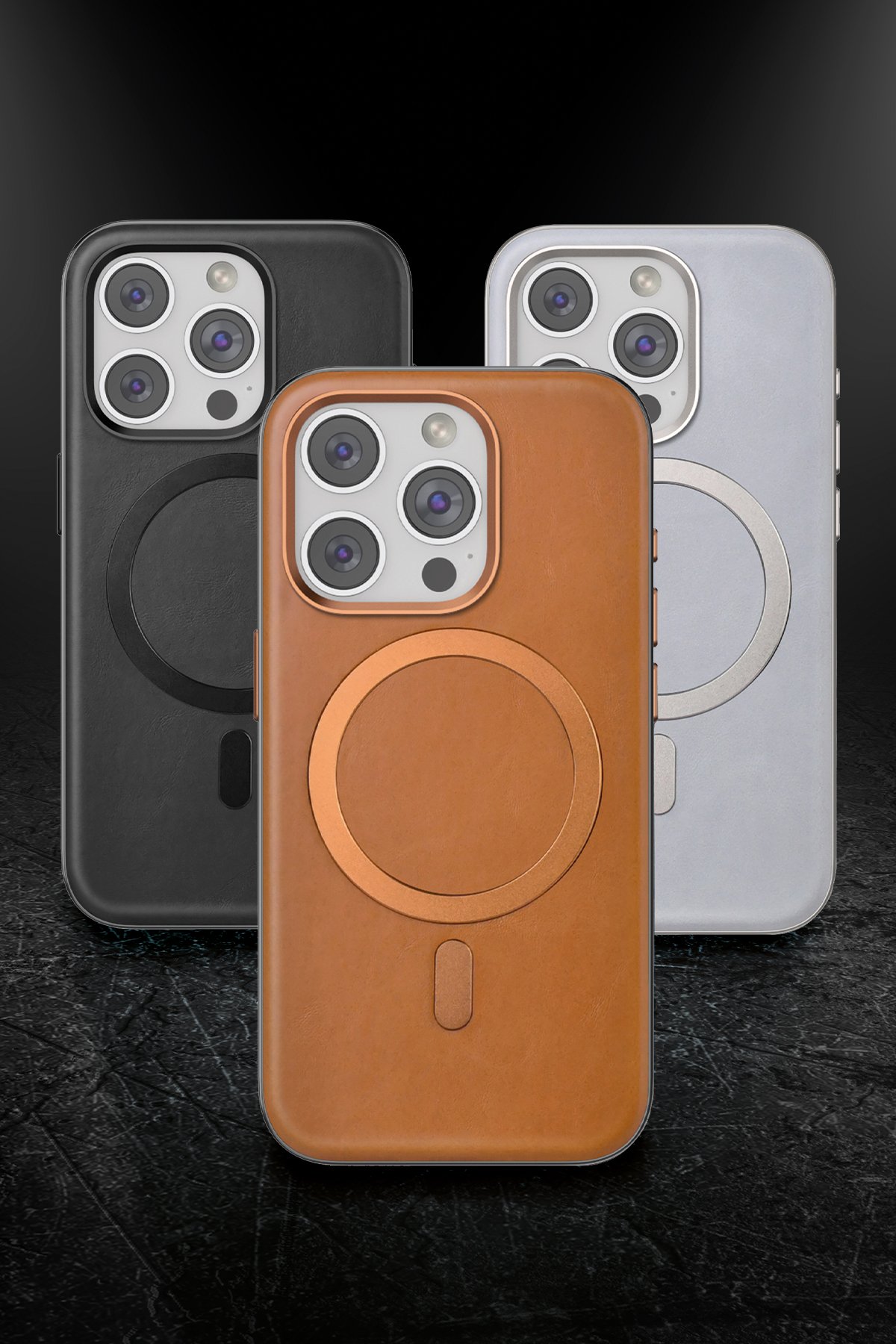 Venco iPhone 15 Pro Perma Desenli Kapak - Kahverengi