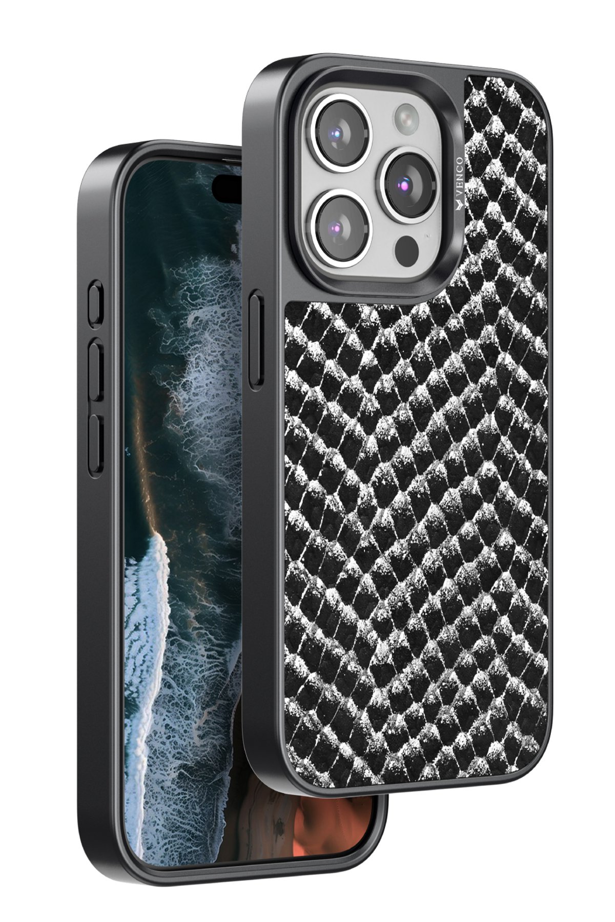 Venco iPhone 15 Pro Cute Desenli Kapak - Siyah