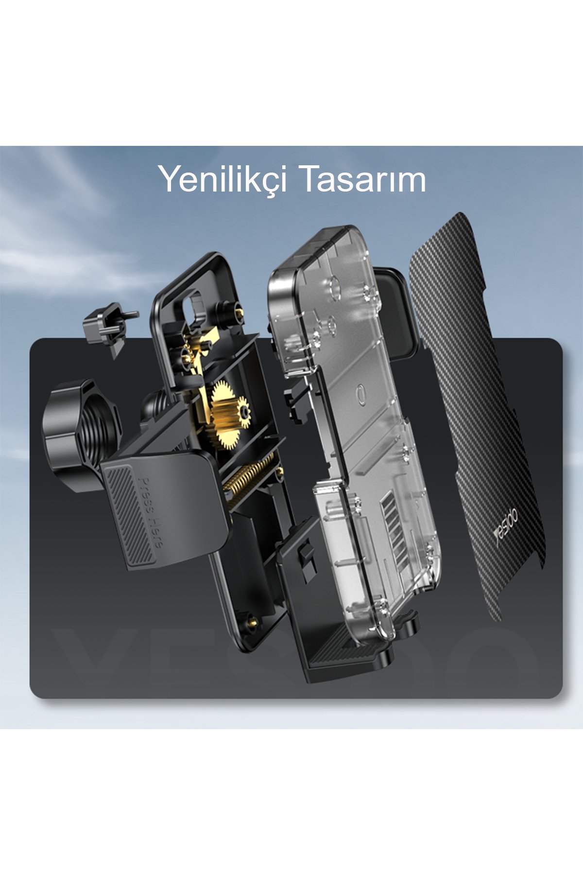 Yesido C294 360 Derece Ayarlanabilir Klipsli Koltuk Arkası Telefon Tablet Tutucu - Siyah