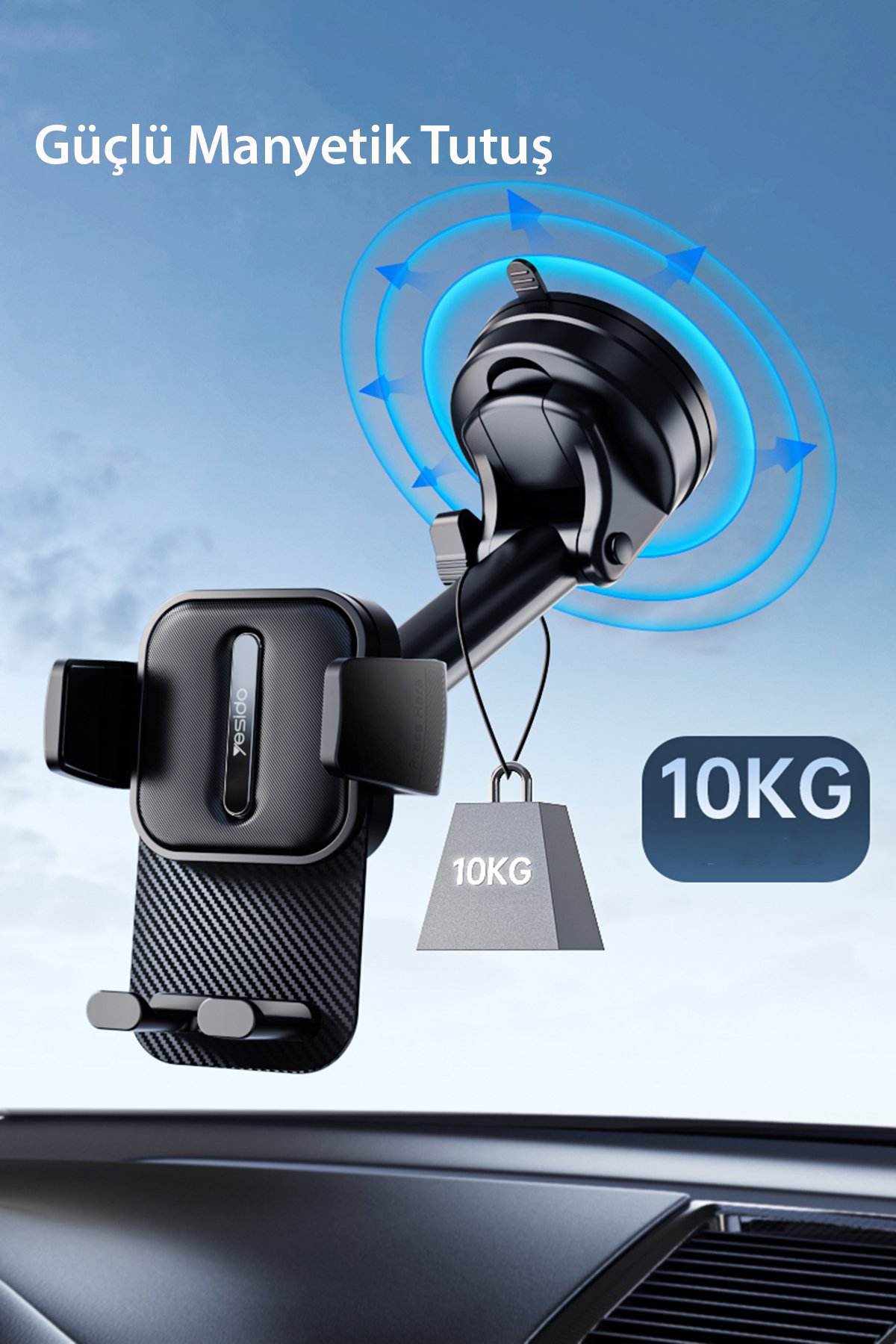 Yesido YP50 20.000 mAh Dijital Göstergeli 22.5W USB 3.0 / 20W Type-C Çıkışlı ve 15W Kablosuz Şarjlı PD Hızlı Şarj Magsafe Powerbank - Siyah