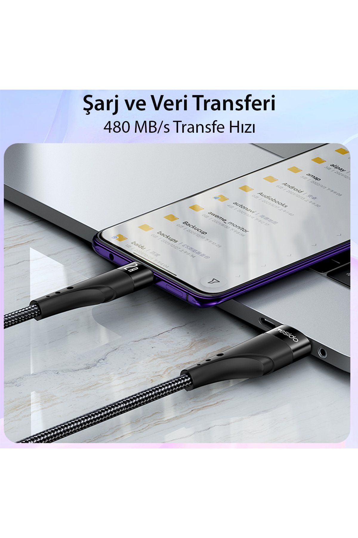 Yesido SF14 360 Derece Bluetooth 5.0 Kontrollü 75cm Selfie Gimbal - Siyah