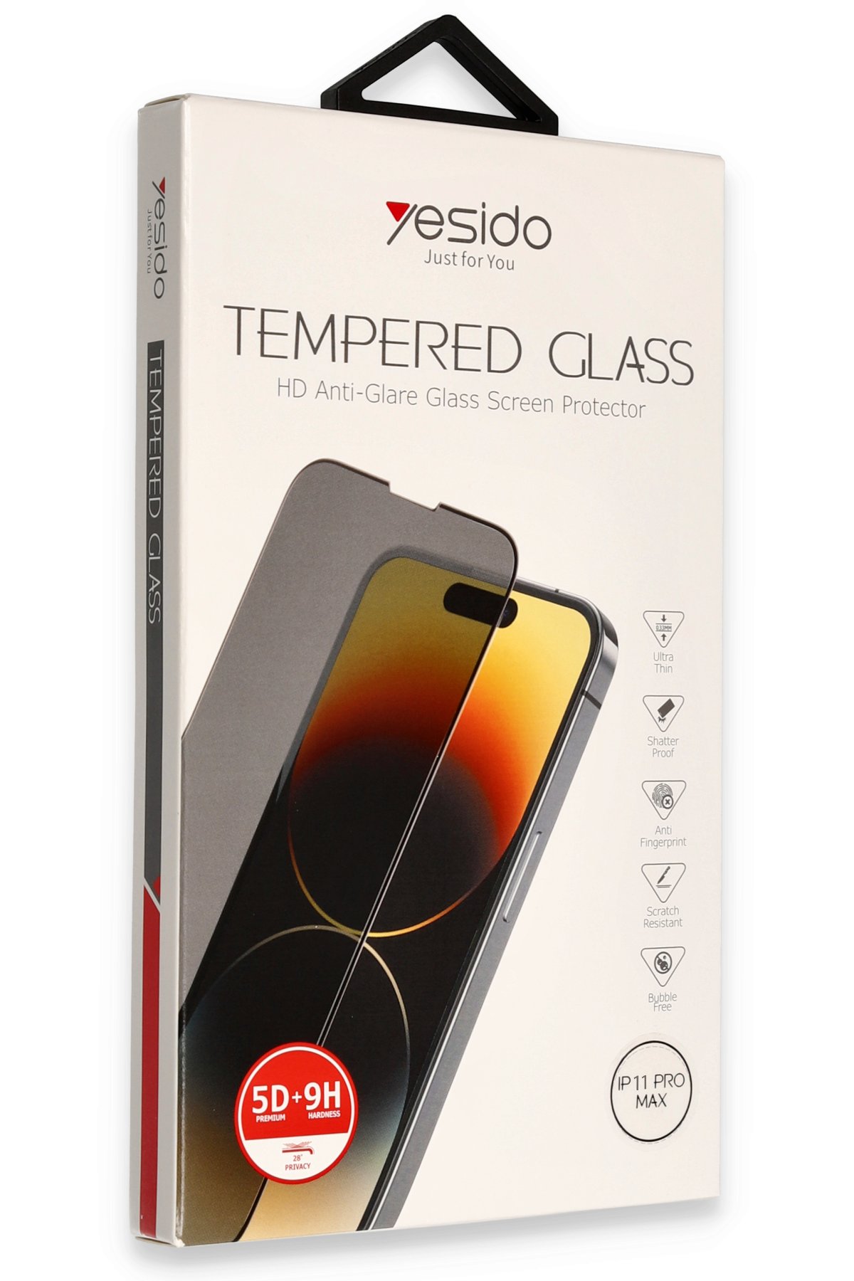 Yesido iPhone 11 Pro Max 5D Cam Ekran Koruyucu - Siyah