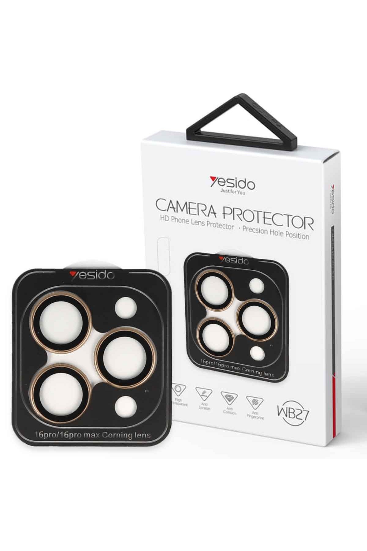 Yesido iPhone 16 Pro Max TG17 AutoKit Cam Ekran Koruyucu - Siyah