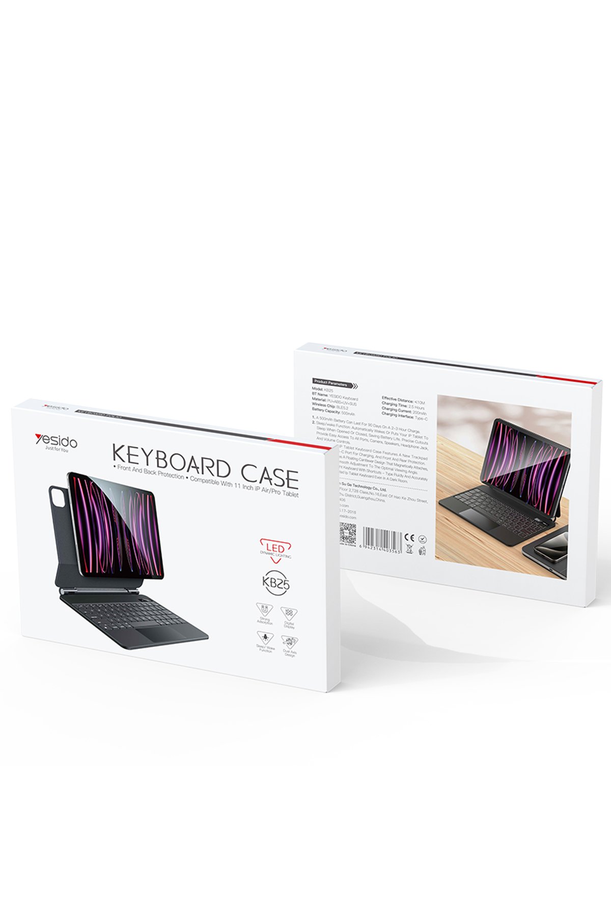 Yesido KB23 iPad Pro 11 (2022) Folio Klavyeli Tablet Kılıfı - Siyah