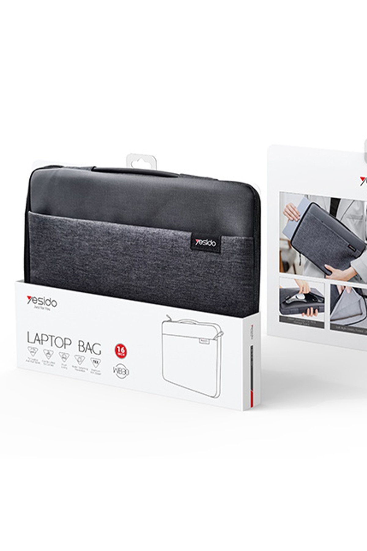 Yesido YC73 1 Adet 65W Type-C / 1 Adet 18W USB Çıkışlı Ekstra 1M Type-C to Type-C Kablolu GAN Hızlı Şarj Cihazı - Siyah